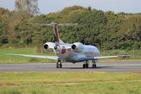 F-GUBE @ LFRB - Embraer ERJ-145LR, Lining up rwy 25L, Brest-Bretagne airport (LFRB-BES) - by Yves-Q