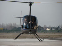 N828SH @ KOAK - Silver State Helicopters 2005 Robinson R22 BETA in head-on hover @ Oakland International Airport, CA North ramp (to Humbird Helicopters 2009-08-07) - by Steve Nation