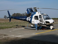 N110TV @ KVCB - Eyewitness News 5, San Francisco, CA 1988 Aerospatiale AS-350B Ecureuil down for unscheduled maintenance stop @ Nut Tree Airport, Vacaville, CA (to Helicopters Inc., Cahokia, IL 2007-11-13) - by Steve Nation