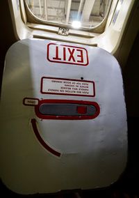 N174UA @ KSFO - Flightdeck escape hatch. SFO. 2017. - by Clayton Eddy