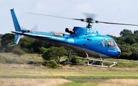 G-SPVK @ EGFH - Visiting Ecureuil operated by SD Helicopters departing. - by Roger Winser