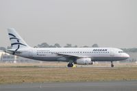 SX-DGJ @ LFBD - Airbus A320-232, Taxiing to boarding gate, Bordeaux Mérignac airport (LFBD-BOD) - by Yves-Q