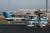 N6744G @ KLHM - 1970 Cessna 150L gassing up for return flight to Grass Valley (KGOO), CA home base @ Lincoln Regional Airport (Karl Harder Field), CA - by Steve Nation