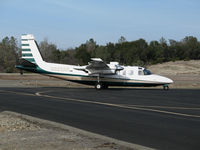 N690AR @ KAUN - Visiting 1974 Aero Commander 690A Turbo Commander taxis in @ Auburn Municipal Airport, CA