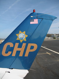 N523HP @ KAUN - CLOSE UP OF TAIL + CHP EMBLEM: California Highway Patrol CHP 2001 Cessna T206H Turbo Stationair @ Auburn Municipal Airport, CA home base - by Steve Nation