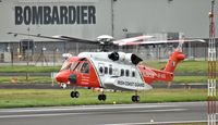 EI-ICG @ EGAC - Belfast City.  Irish Coastguard EI-ICG departing after transferring a casualty to a waiting ambulance - possibly a mountain rescue.