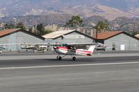 N714HH @ SZP - 1977 Cessna 150M, Continental O-200 100 Hp, landing roll Rwy 22 - by Doug Robertson