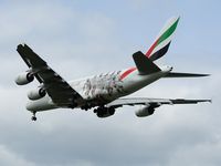 A6-EOA @ LFBD - Emirates Real Madrid livery landing runway 23 - by JC Ravon - FRENCHSKY
