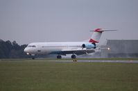 VH-UQG @ EGSH - Former Austrian Airlines OE-LVC Fokker 100 arrived at Norwich today still in part Austrian livery She is due for Alliance Airlines as VH-UQC and flew in from Bratislava where it had been stored some time - by AirbusA320