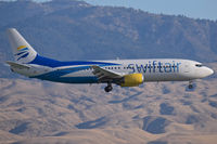 N438US @ KBOI - Landing RWY 10L. Sporting new colors!