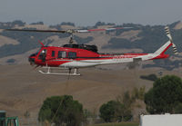 N931CH @ O69 - Heligroup Fire LLC (Missoula, MT) 1972 Bell 205A-1 ready to land at Petaluma Municipal Airport, CA temporary home base from making water drops on the devastating October 2017 Northern California wildfires - by Steve Nation