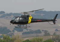 N4TV @ O69 - KNBC News 4 (Los Angeles, CA) 1996 Eurocopter AS-350B-2 in new black color scheme landing at Petaluma Municipal Airport, CA temporary home base after flight to cover the devastating October 2017 Northern California wildfires