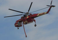 N7095B @ O69 - Siller Helicopters (Yuba City, CA) 1964 Sikorsky CH-54A leaving Petaluma Municipal Airport, CA temporary home base to make water drops on the devastating October 2017 Northern California wildfires - by Steve Nation