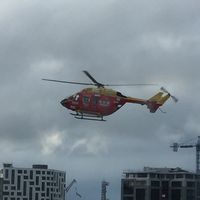 ZK-HKZ - landing on helipad outside hospital window - Central Auckland - by magnaman