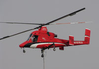 N161KA @ O69 - Swanson Group Aviation (Glendale, OR) 1996 Kaman K-1200 K-MAX water dropping helicopter prepares to leave for action @ Petaluma Municipal Airport, CA temporary home base in support of efforts to control devastating Northern California Oct 2017 wildfires - by Steve Nation