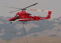N161KA @ O69 - Swanson Group Aviation (Glendale, OR) 1996 Kaman K-1200 K-MAX water dropping helicopter prepares to leave for action @ Petaluma Municipal Airport, CA temporary home base in support of efforts to control devastating Northern California Oct 2017 wildfires - by Steve Nation
