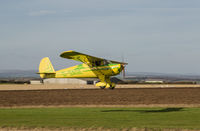 G-SAGE - Landing at grass air strip at East Soar, the former RAF Bolt Head in Devon, UK. - by Steve Baggs