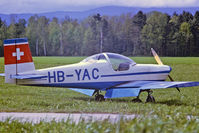 HB-YAC @ LSTB - At Bellechasse. HB-registered from 1972-04-20 until 1972-07-28. Crashed at Friedrichshafen/Germany.Scanned from a slide.