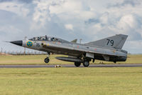 SE-DXP @ EGXP - SAAB Sk35C Draken 35810 (SE-DXP) Swedish Air Force Historic Flight, Scampton 11/9/17 - by Grahame Wills