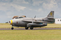 SE-DXB @ EGXP - SAAB J29F Tunnan 29670 (SE-DXB) Swedish Air Force Historic Flight, Scampton 11/9/17 - by Grahame Wills