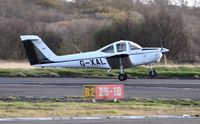 G-XALT @ EGFH - Tomahawk operated by Cambrian Flying Club departing Runway 28. - by Roger Winser