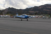 N8867H @ SZP - 1947 North American NAVION, Continental IO-520 285 Hp upgrade, landing roll Rwy 22, Young Eagles flight - by Doug Robertson