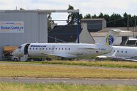 F-GRJI @ LFRU - Canadair Regional Jet CRJ-100ER, Dedicated to training of Tristan Corbière high school students, Morlaix-Ploujean airport (LFRU-MXN) - by Yves-Q