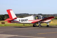 F-BNXP @ LFRU - Morane-Saulnier MS-880B Rallye Club, Taxiing to holding point rwy 23, Morlaix-Ploujean airport (LFRU-MXN) - by Yves-Q