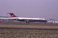 HB-ISR @ EHAM - Swissair Douglas DC-9-51 at Schiphol airport, the Netherlands, 1982 - by Van Propeller