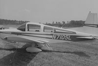N7105L - 1973 Grumman American Traveler taken at an airstrip west of Dayton, Ohio in 1974. The aircraft was manufactured in 1973 at the Cuyahoga County Airport. - by Rollie Puterbaugh 1974