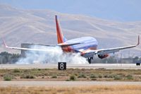 N655WN @ KBOI - Touchdown on RWY 10R. - by Gerald Howard