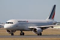 F-HBNE @ LFBD - Airbus A320-214, Taxiing to holding point rwy 05, Bordeaux Mérignac airport (LFBD-BOD) - by Yves-Q