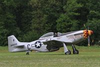 F-AZSB @ LFFQ - North American P-51D Mustang, Landing, La Ferté-Alais (LFFQ) Air show 2016 - by Yves-Q