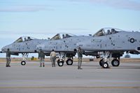 80-0250 @ KBOI - On the arm / de arm pad for final pre flight checks with 79-0194 & 80-0276. 190th Fighter Sq., 124th Fighter Wing, Idaho ANG.