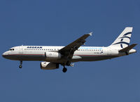 SX-DGI @ LEBL - Landing rwy 25R with 'www.visitgreece.gr' titles - by Shunn311