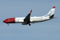 LN-NIA @ LLBG - Norwegian landing from Stockholm. Portrait of Joban Ludvig runeberg, a lyric & poet, depicted on the tail. - by ikeharel