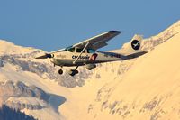 HB-CYH @ LSGS - Golden light Cessna with some magnificient mountains - by Grimmi
