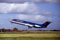 G-PKBM @ EHAM - British Midland Airways Douglas DC-9-32 taking off from Schiphol airport, the Netherlands, 1990 - by Van Propeller