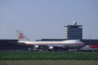 B-198 @ EHAM - Cargolux Boeing 747-2R7F freighter taxiing at Schiphol airport, the Netherlands, 1985 - by Van Propeller