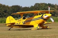 F-GKGZ @ LFRU - Pitts S-2A Special, Taxiing to holding point, Morlaix-Ploujean airport (LFRU-MXN) air show 2017 - by Yves-Q