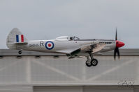 G-BUOS @ EGNJ - Spitfire landing on RW26 Humberside Airport - by Gareth Alan Watcham