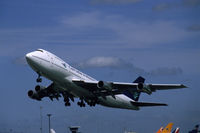 PK-GSC @ EHAM - Garuda Indonesian Boeing 747-2U3B taking off from Schiphol airport, the Netherlands, 1986 - by Van Propeller