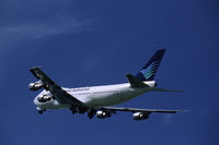 PK-GSC @ EHAM - Garuda Indonesian Boeing 747-2U3B taking off from Schiphol airport, the Netherlands, 1986 - by Van Propeller