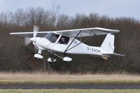 G-ZASH @ EGFH - Resident Ikarus C42 operated by Gower Flight Centre departing Runway 22. - by Roger Winser