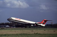 HB-IVE @ EHAM - Swissair Fokker 100 taking off from Schiphol airport, the Netherlands, 1990 - by Van Propeller