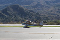 N4187Y @ SZP - 1977 Bellance 8KCAB SUPER DECATHLON, Lycoming AEIO-360 180 Hp full inverted systems, wing Micro Vortex generators by STC, landing roll Rwy 04 - by Doug Robertson