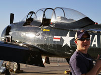 N243DM @ LSV - My son John at Aviation Nation 2007. N243DM Trojan in background. - by Brad Campbell