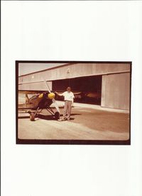 N7GB @ RHV - Circa 1960.  Gee Bee Aero Special N7GB  on  Reid's Hillview Airport with Richard H Bauer co-owner of  Gee Bee Aero.  The other owner of the company was Herman A Barnick who also flew the Gee Bee Aero Special. - by Douglas Bauer