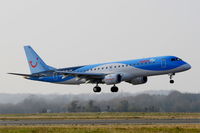 OO-JEM @ LFRB - Embraer ERJ-190-100STD, On final rwy 25L, Brest-Bretagne Airport (LFRB-BES) - by Yves-Q