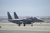 05-0009 @ KBOI - Taxiing on Alpha.  428th Fighter Sq. Buccaneers,
Royal Singapore Air Force training with the 366th Fighter Wing at Mountain Home AFB, Idaho. - by Gerald Howard